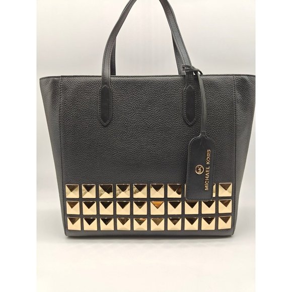 MICHAEL KORS Sinclair East West large studs leather medium tote bag - BLACK - Picture 2 of 11